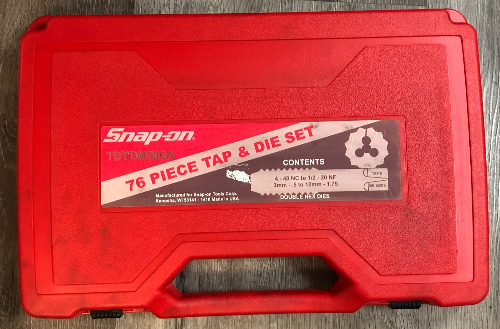 Snap On TDTDM500A 76 Piece Tap & Die Set (Missing 1 Piece)