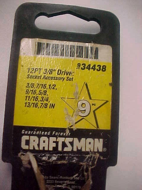 Craftsman Tools 9Pc. 3/8″ Drive 12Pt. Socket Set 3/8″-7/8″, #34438 USA G&V Vtg