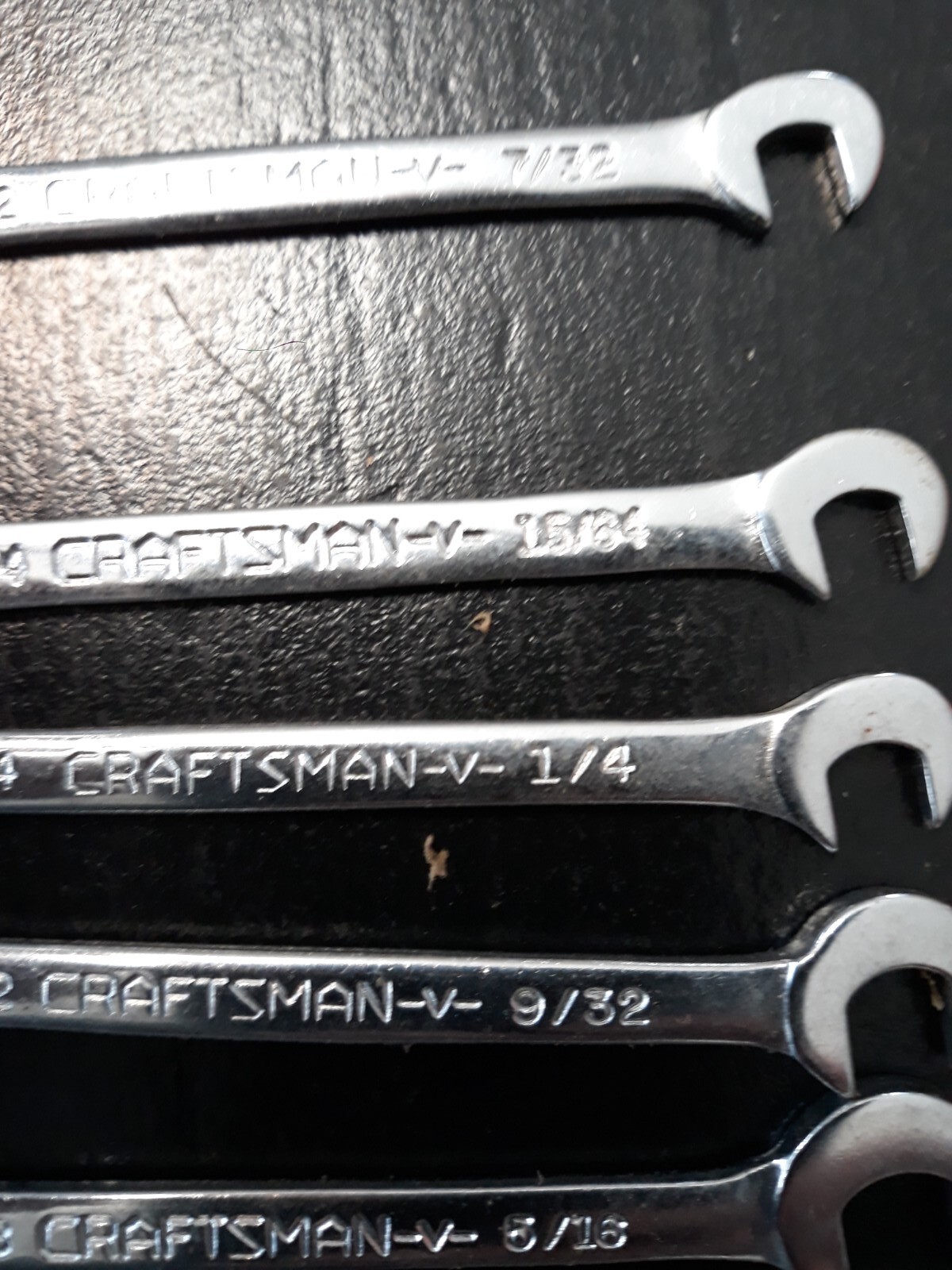 Vintage CRAFTSMAN  8-pc. OPEN END IGNITION WRENCH SET, 9-4306, USA -V- series