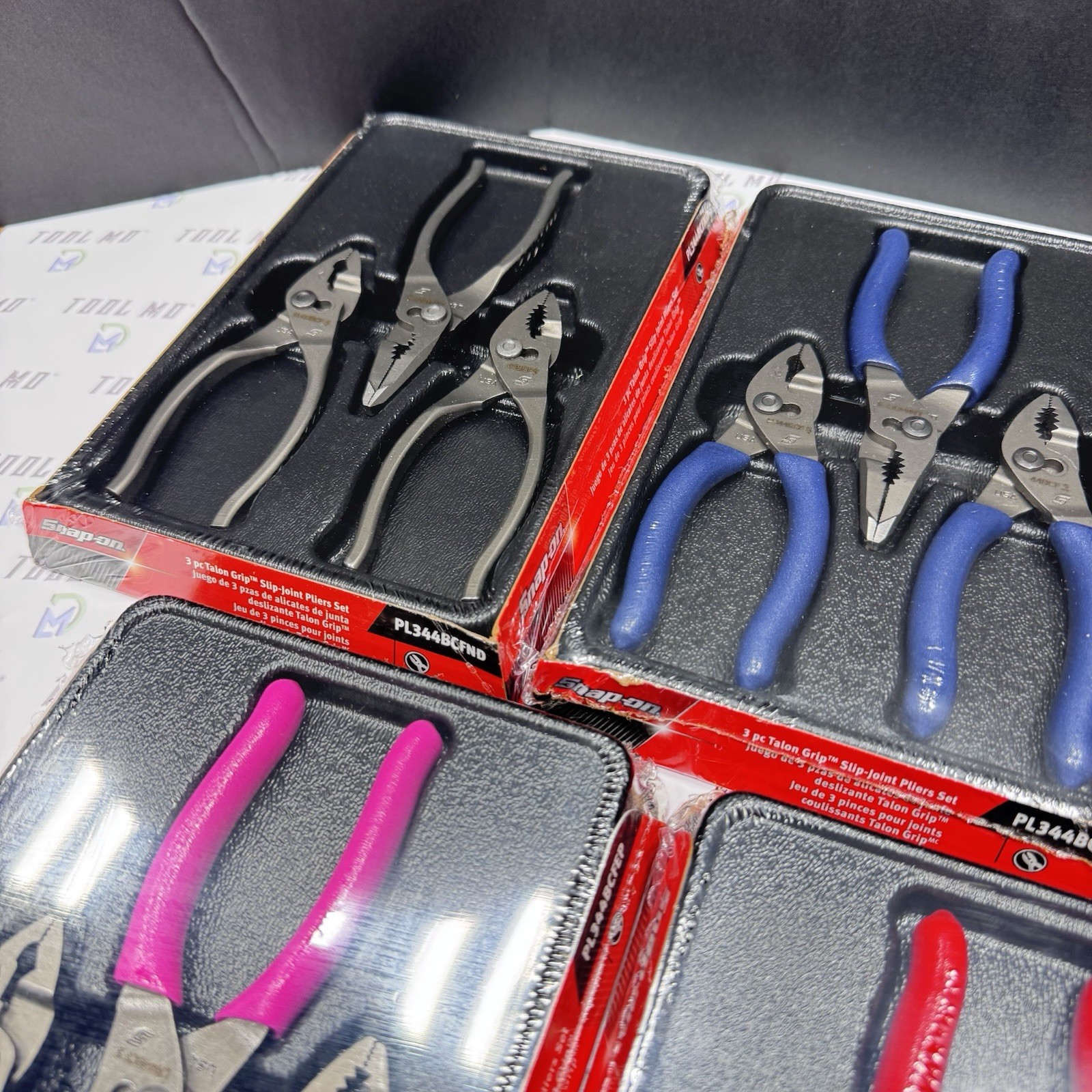 Snap-on Tools USA NEW 27PC Talon Grip Slip Joint Plier Color COLLECTION PL344BCF
