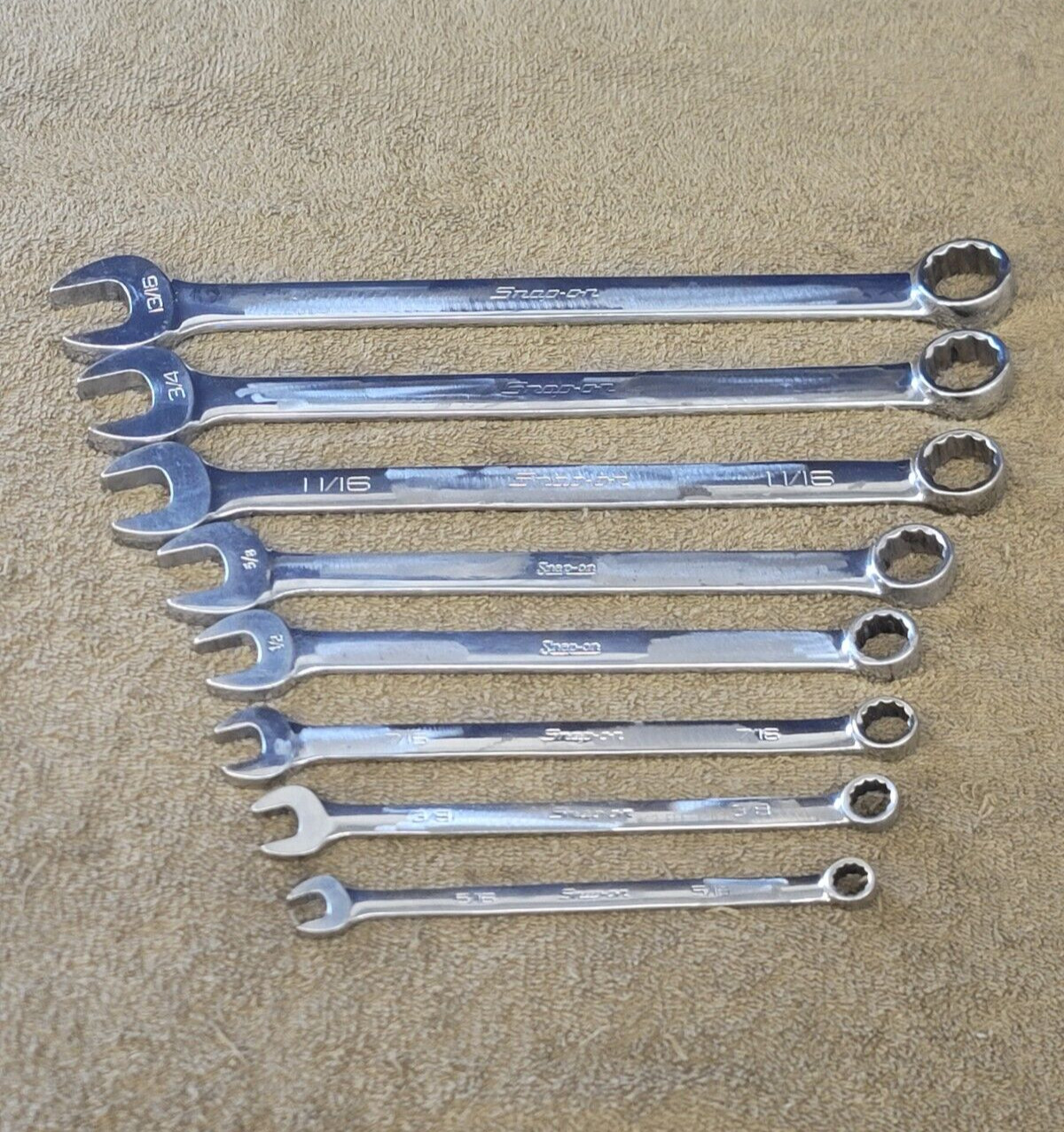Snap on OEX Combination Wrench Set Sae 13/16 3/4 11/16 5/8 1/2 7/16 3/8 5/16″