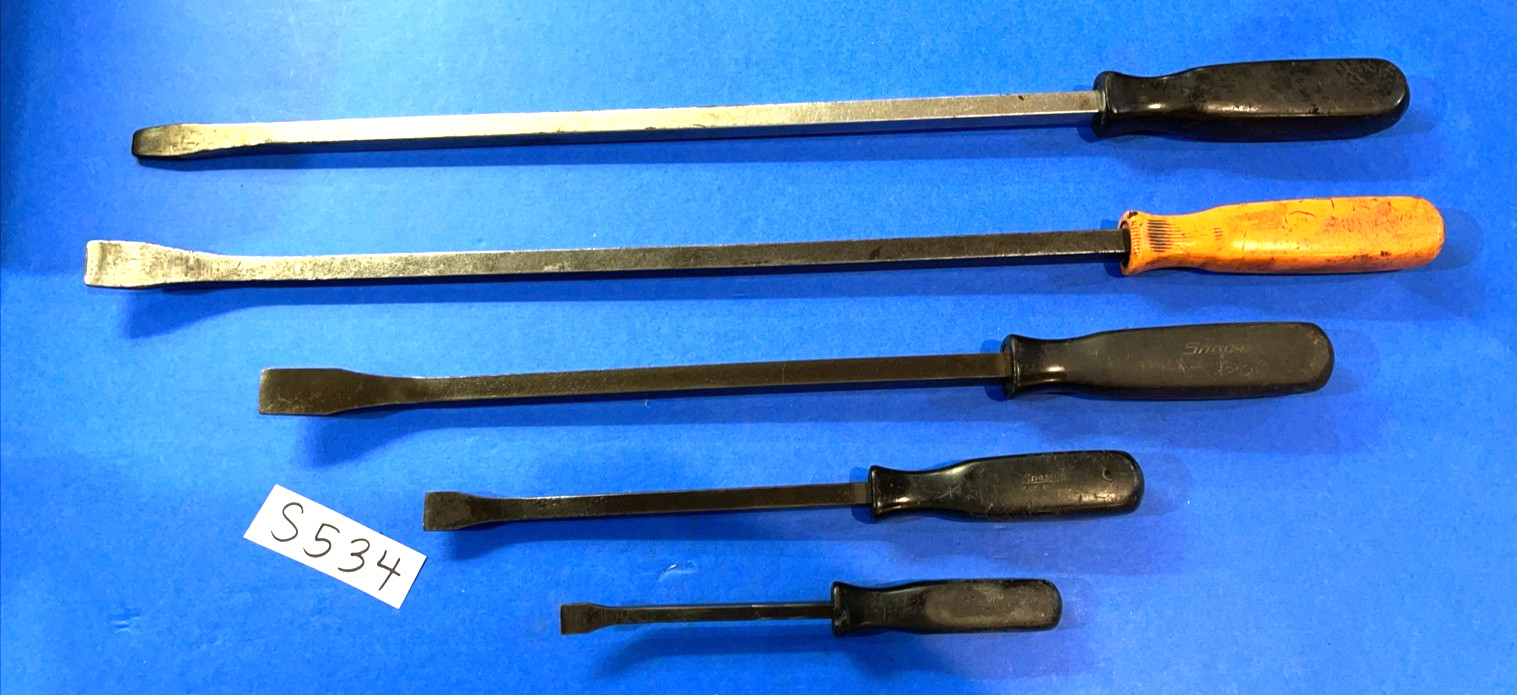 SNAP-ON TOOLS 5 PIECE OLDER PRYBARS & LARGE SCREWDRIVER