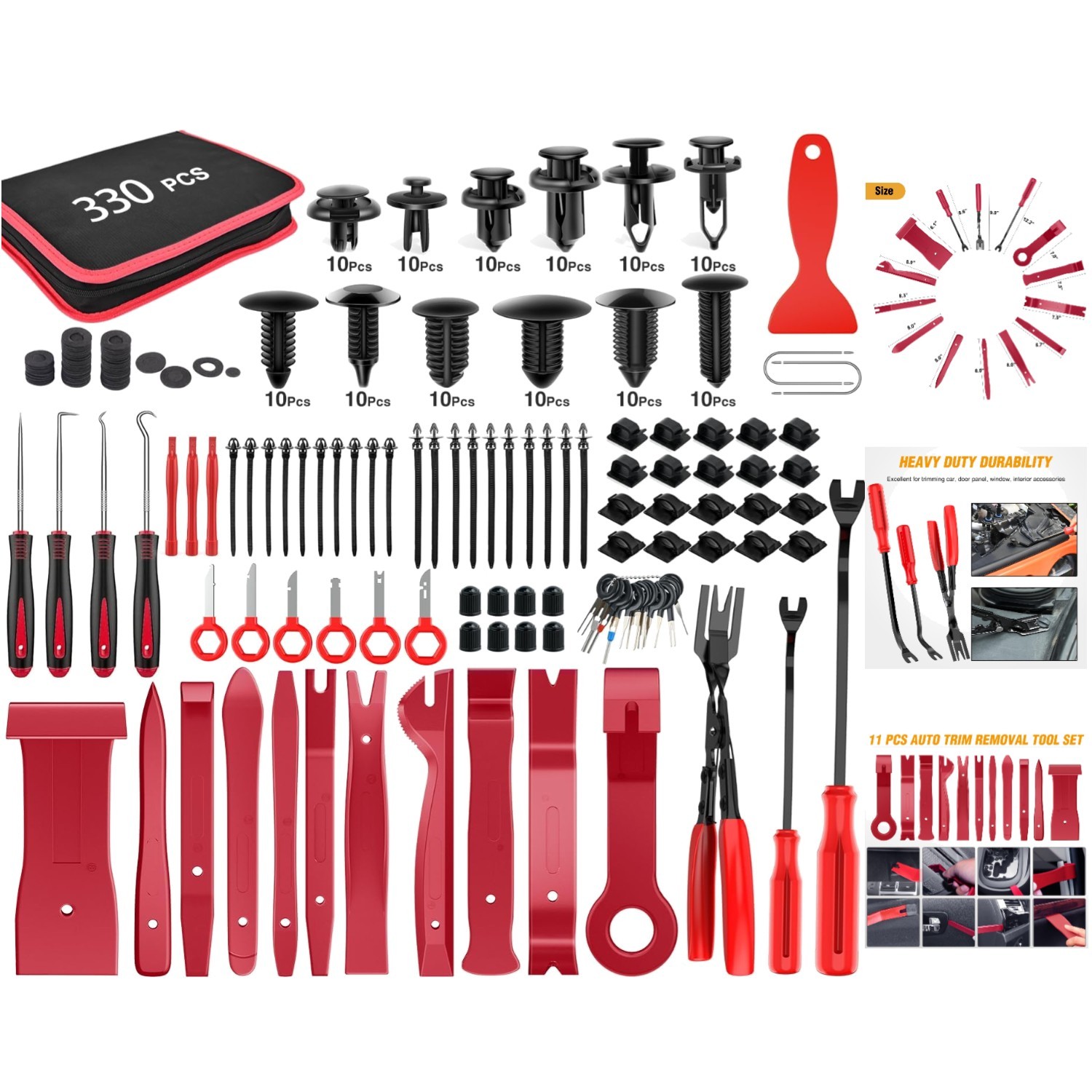 Comprehensive 330-Piece Auto Trim Removal Kit – Durable Tools with Easy Storage
