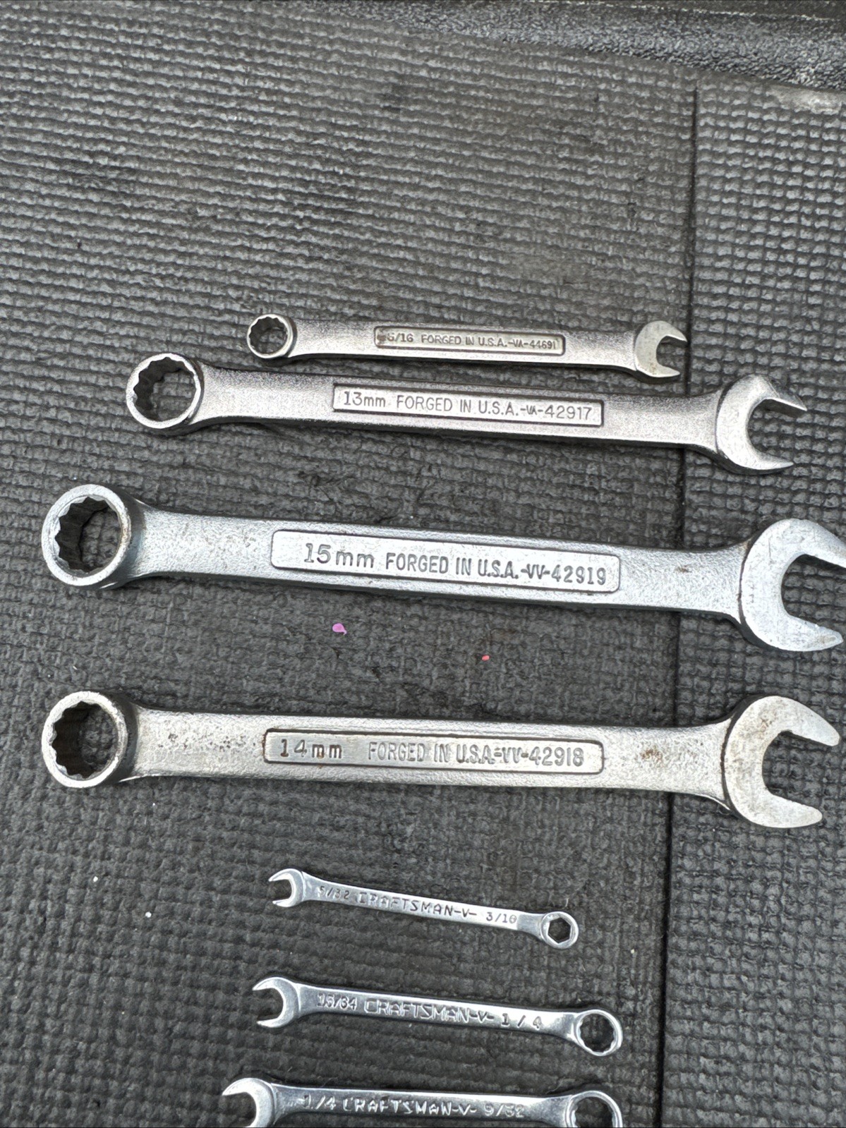 Sears Craftsman USA 12pc Wrench Lot Ignition & Combination 13/14/15mm 5/16 V Set