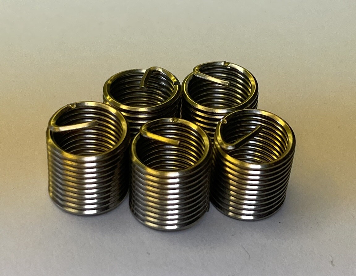 5 Recoil Threaded Inserts, Steel, Helical, UNF 3/8-24 x 0.500”L (24M258)