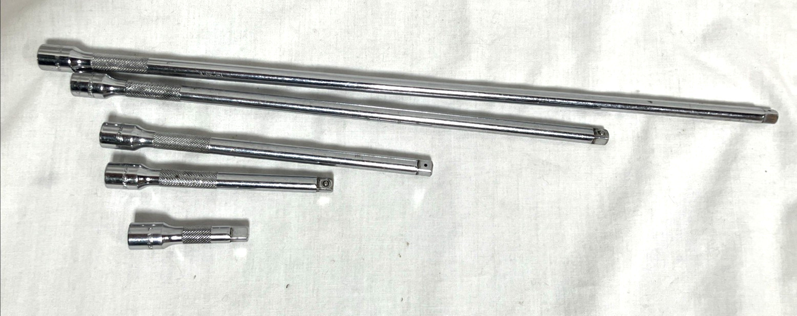 Snap On 1/4” Dr. Knurled Extension 5 Pcs Total 1” 4” 6” 10” 14”