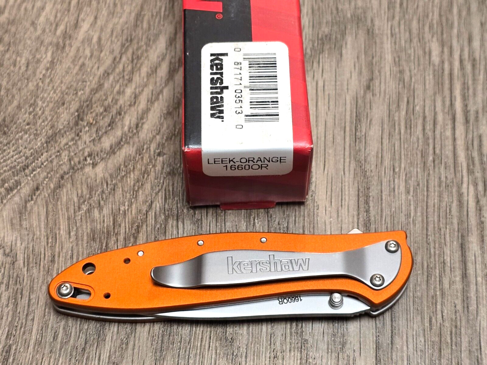 Kershaw Orange LEEK Pocket Knife w/Clip & Assisted Opening USA #1660OR
