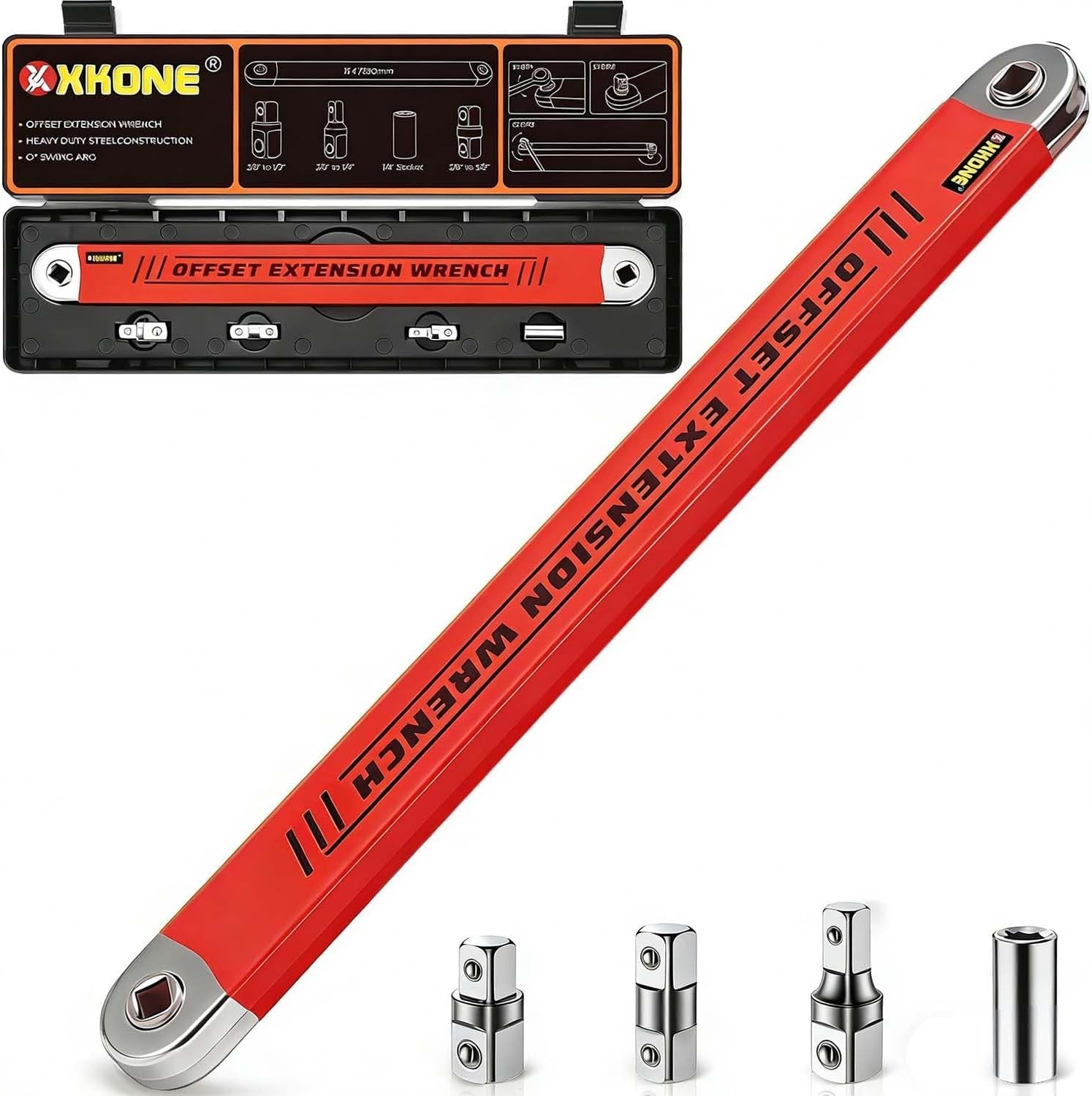 Versatile Offset Extension Wrench with 3 Adapters – Ideal for Automotive Tasks