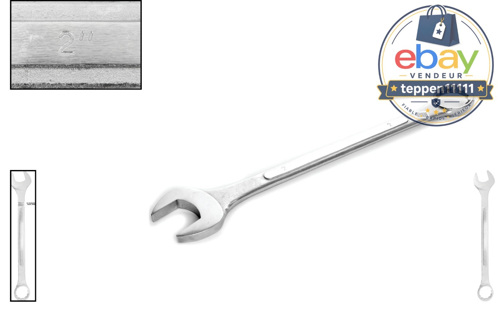 Point Combo Wrench Satin Chrome Finish 2-Inch
