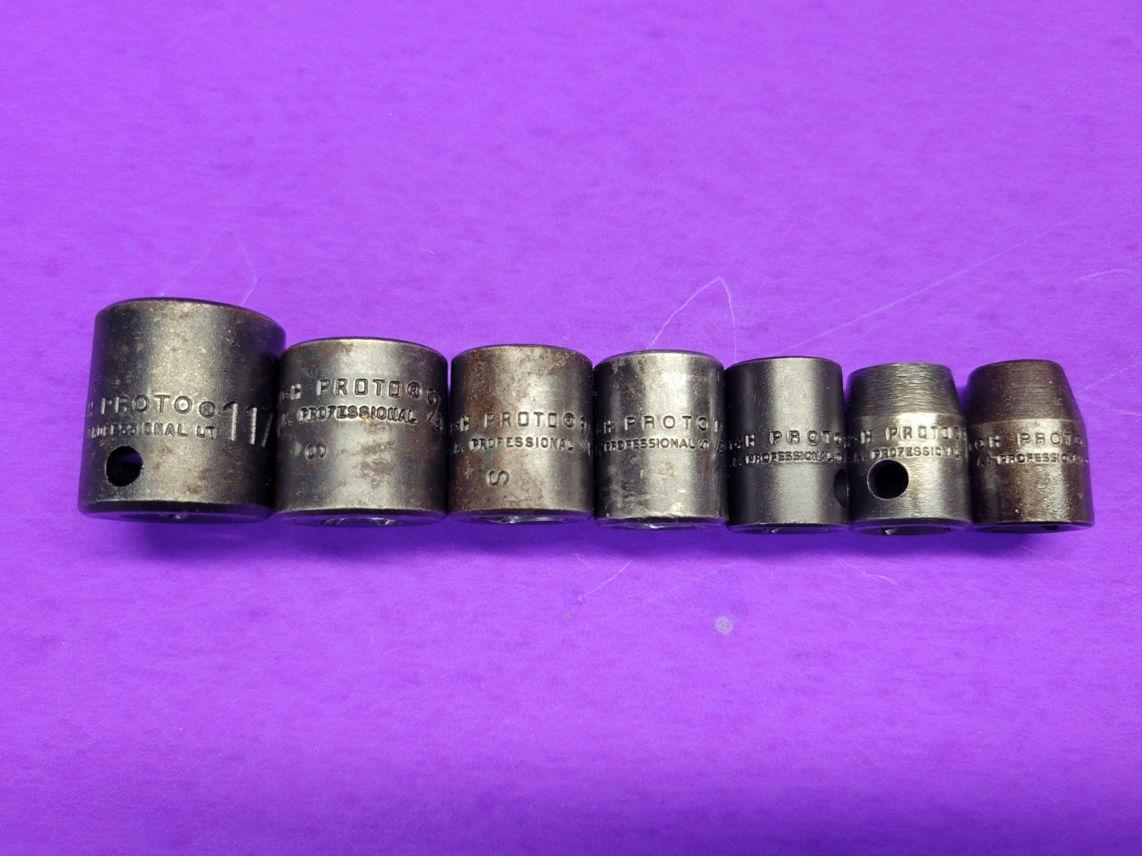 7 Proto Vintage Impact Shallow 6pt Sockets 3/8 DR 5/16- 11/16