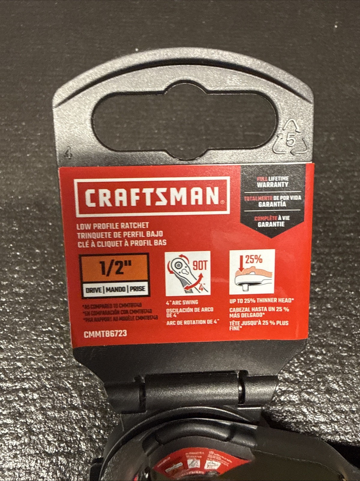 LOT OF 2 NEW Craftsman 90-Tooth (90T) Low Pro 1/2 in. Ratchets #CMMT86723