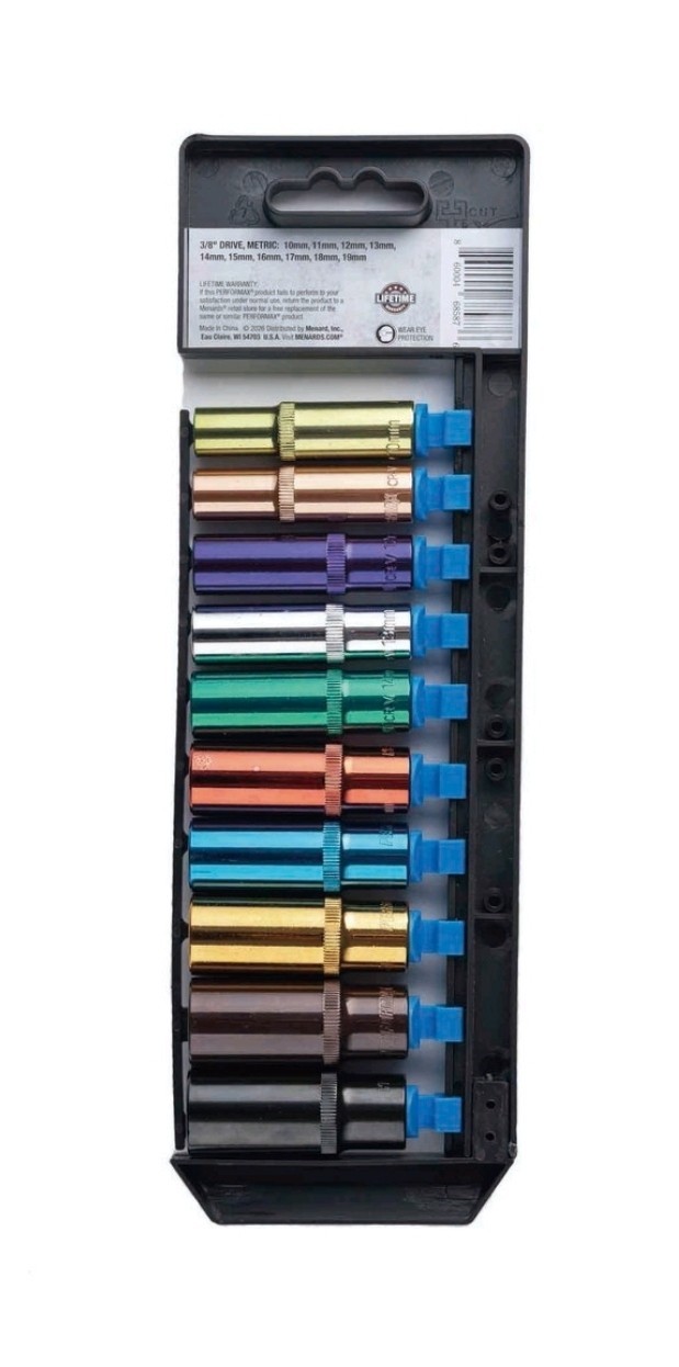 Color Coded Deep Wall Socket Set 3/8″ Drive (Metric) 10pc