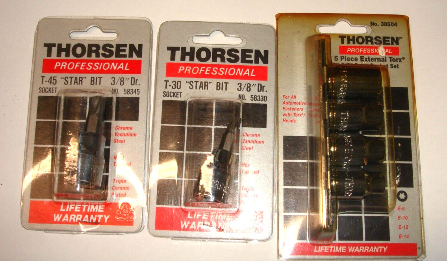 Lot of Thorsen New Professional 3/8″ Drive Star bits And Torx set 38504
