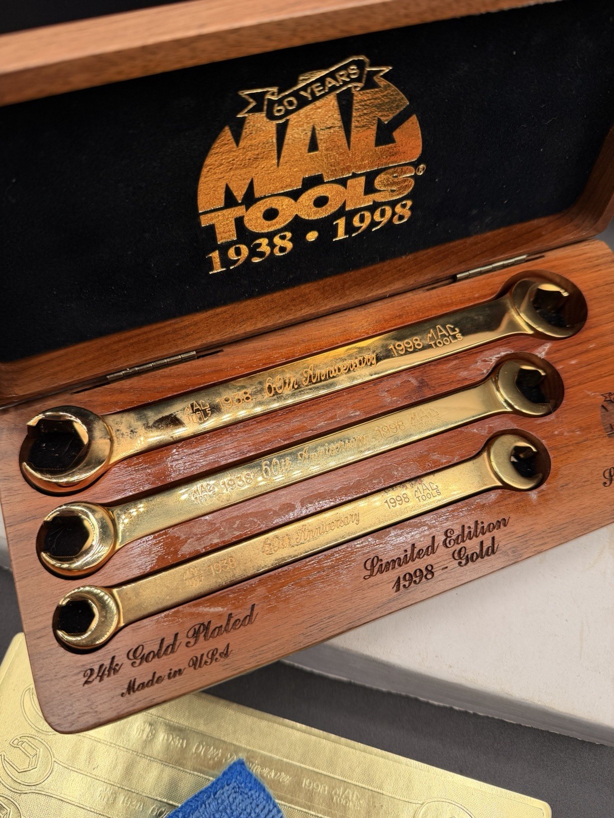 Mac Tools 60th Anniv Ltd Ed 24kt Gold Plated Hexagonal Flare Nut Wrench Set