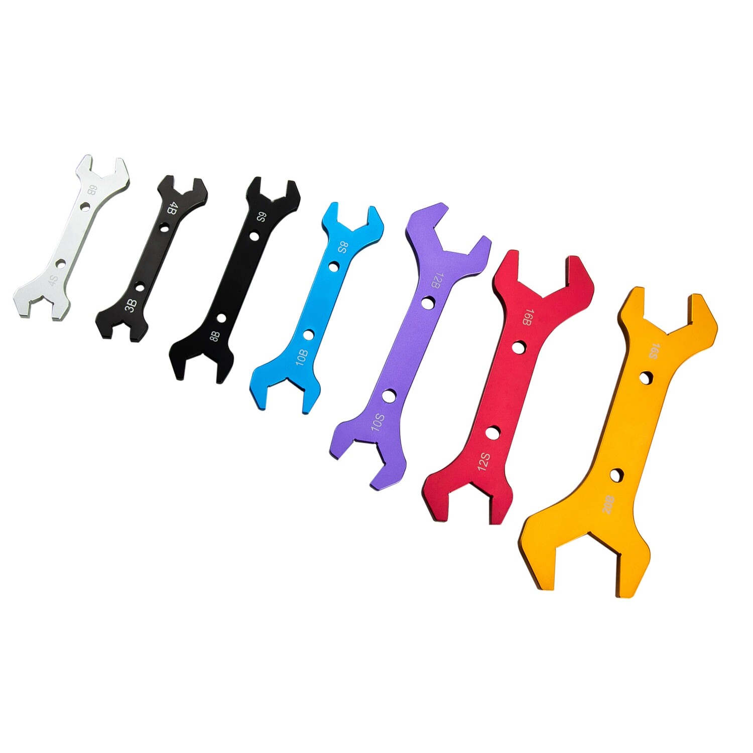 7 Pcs Double Hose Ended Spanner Tool Kit AN3 to 20AN Wrench Set Anodized | NEW