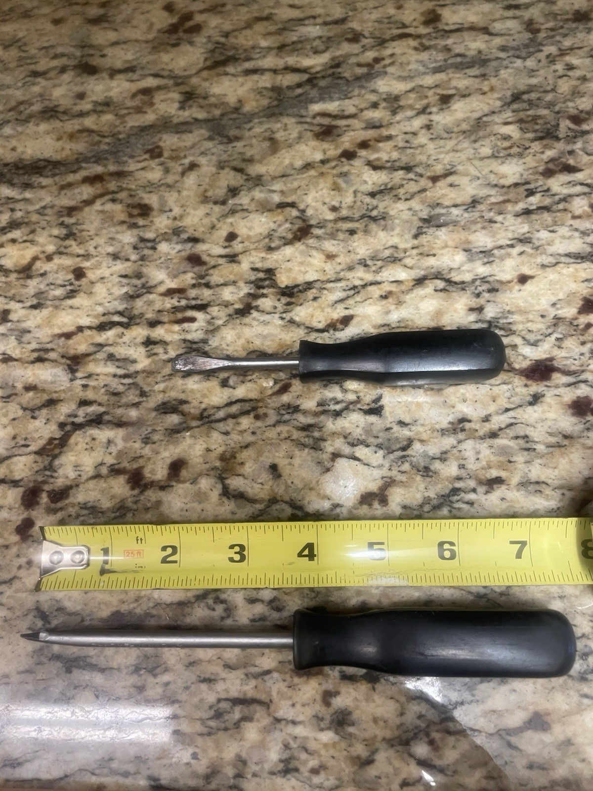 2 Snap-on Old Black Handle Slotted Screwdrivers Chrome Vanadium 1 Stubby- 1 7.5”