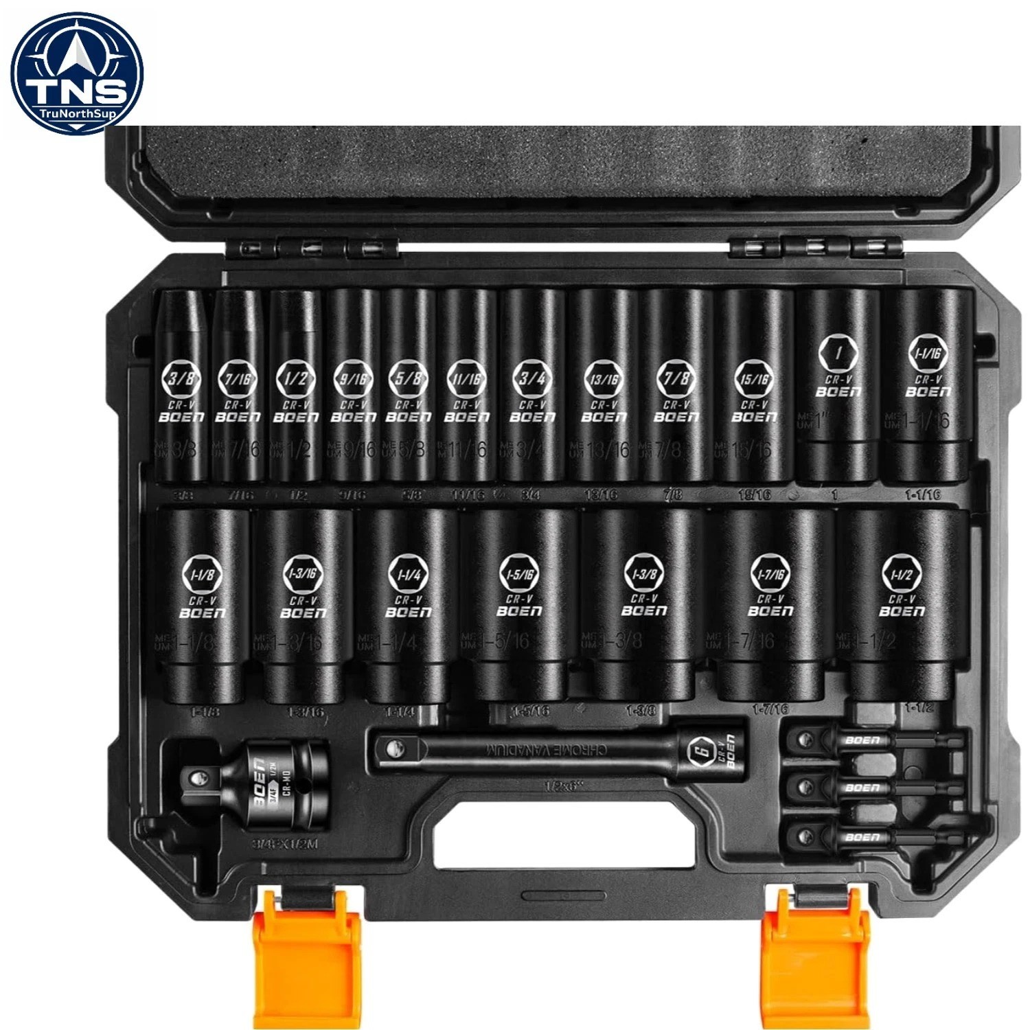 Durable 24PC 1/2″ Drive Impact Socket Set with Rust-Resistance & Instructions