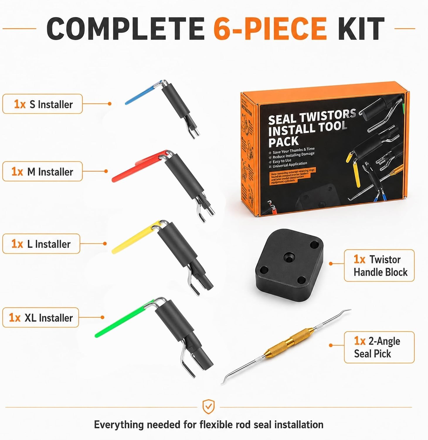 Complete Hydraulic Seal Installer Set – 4 Sizes for Efficient Repairs, 0.7″-6.5″