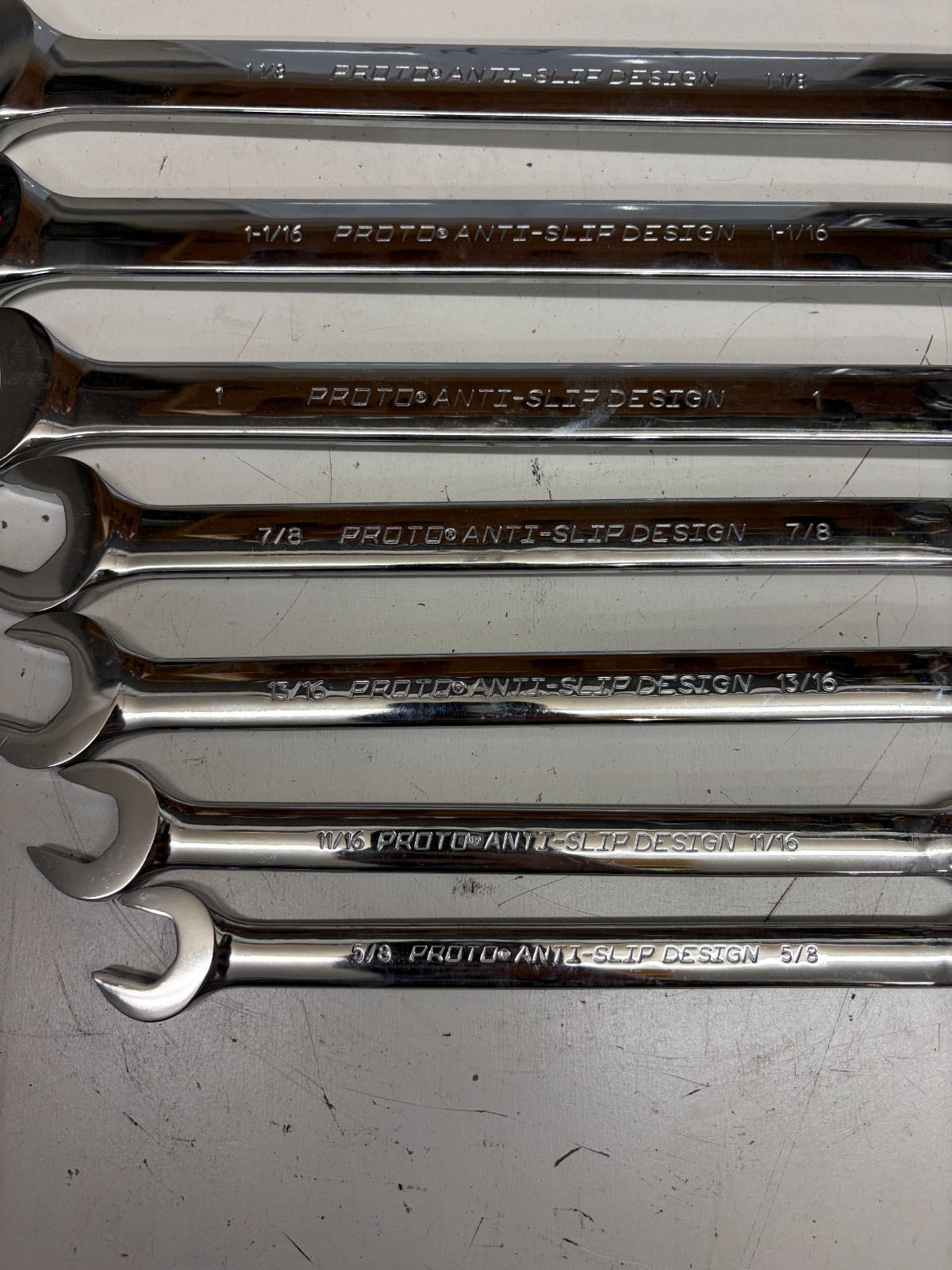 8 Set Proto Tools Anti-Slip SAE Wrench Set 1234-T500 1-1/4 1-1/8 1-1/16 7/8 5/8