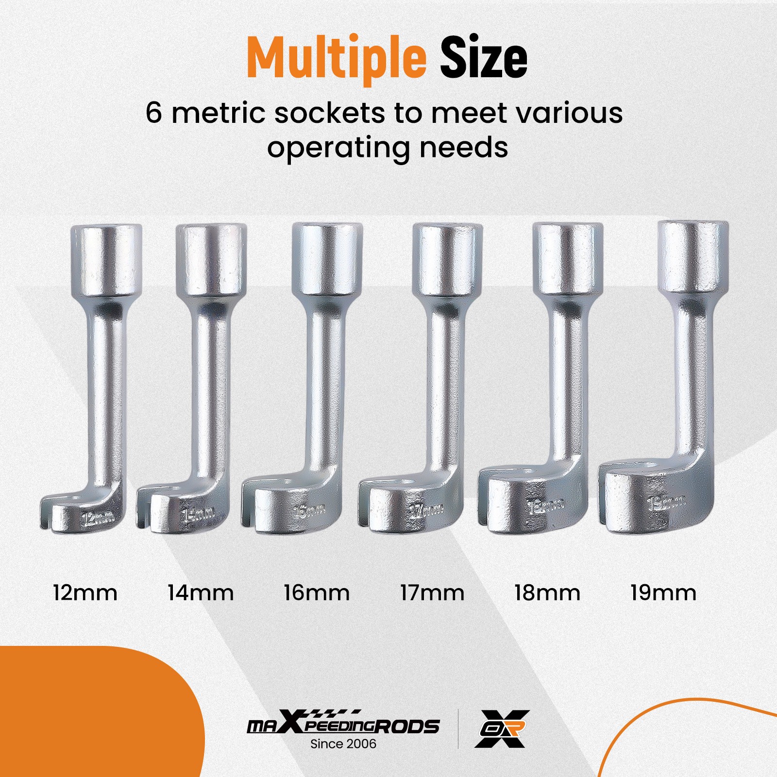 Automotive Injector Line Socket Set for BMW Audi 12-19mm 1/2″ Drive 100mm 6pc
