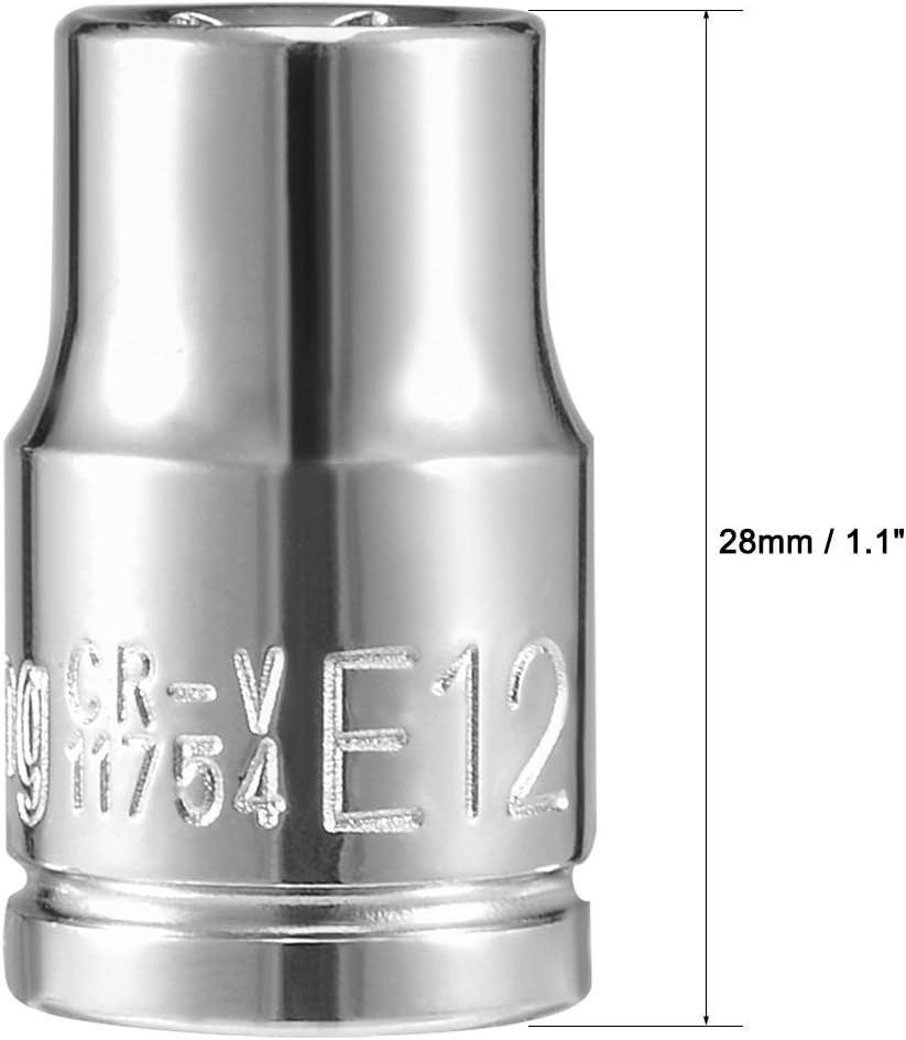 uxcell 3/8-inch Drive E12 External Torx Shallow Socket, Cr-V Steel One Size