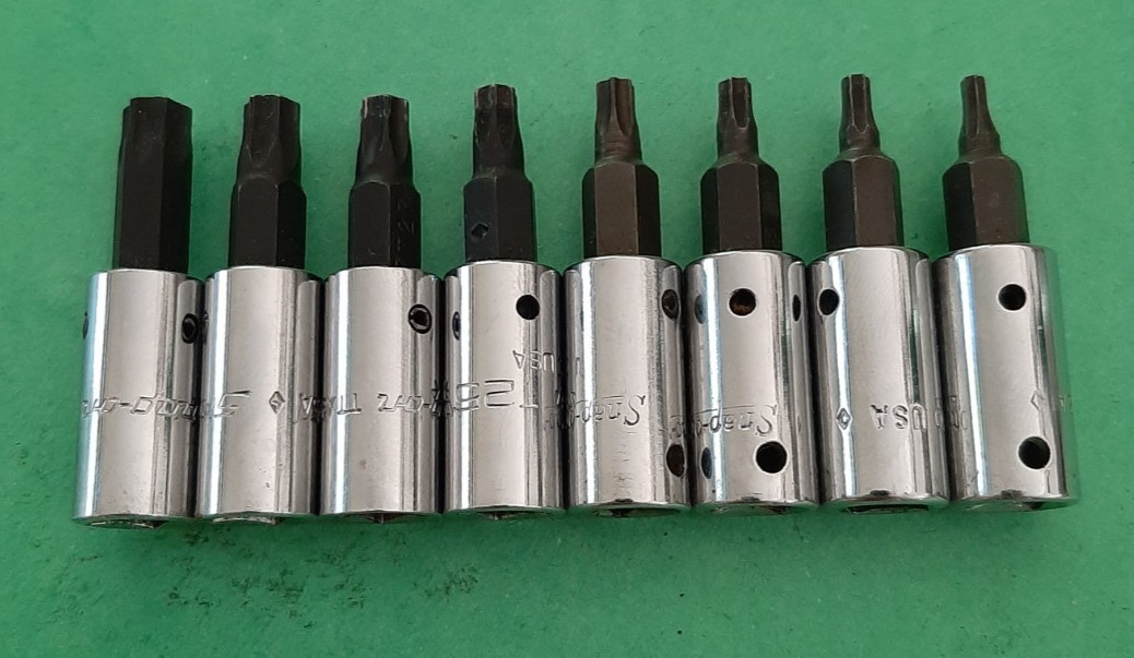 Snap-on USA 8pc 1/4” Drive Torx Bit Driver Socket Set T8 10 15 20 25 27 30 40