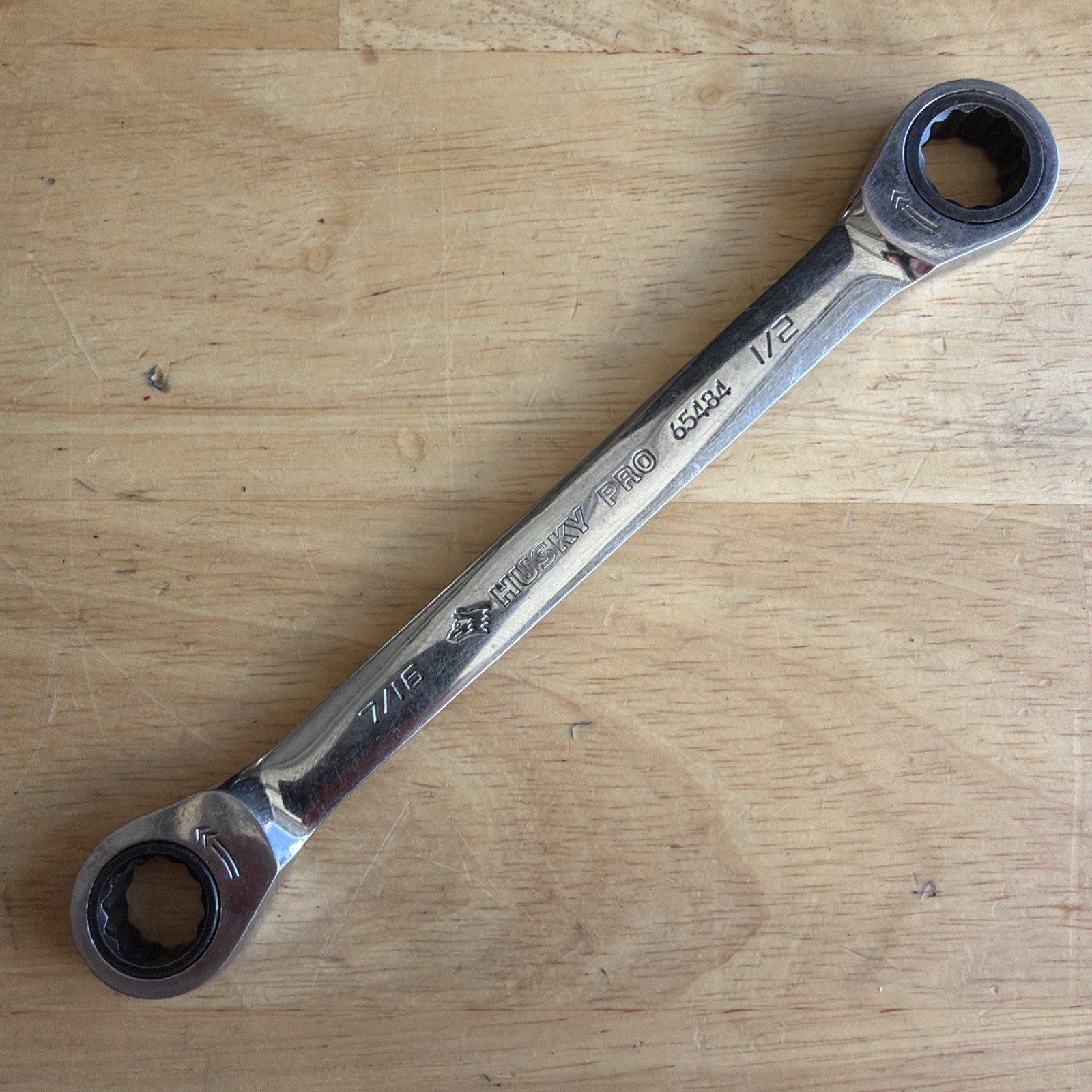 Husky Pro Tools 7/16″ x 1/2″ Ratcheting Double Box End Wrench 12 Point 65484