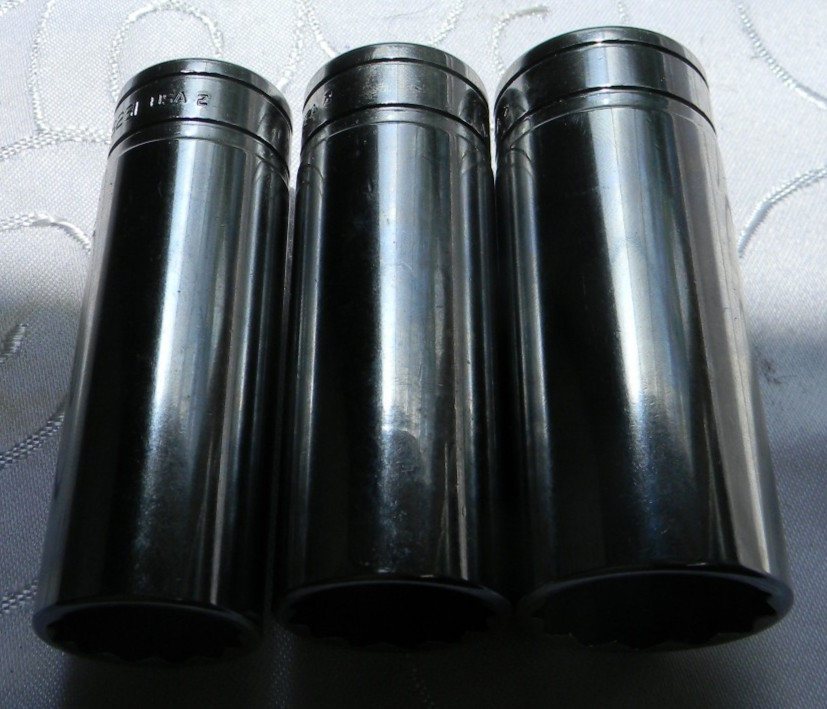 SNAP-ON 1/2″ DR 3PC SAE 12PT DEEP CHROME SOCKETS 13/16″ S261, 7/8″ S281, 1″ S321