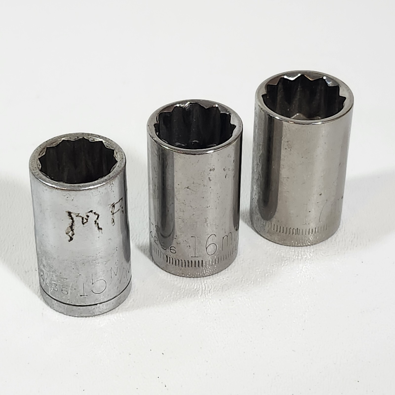 3 USA Craftsman 3/8 Drive 6 Point Sockets 15, 16, 17mm 44236 44266 44237 V G G1