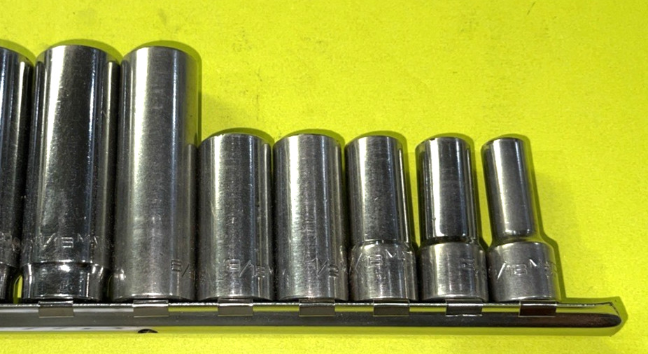 MATCO TOOLS 12 PIECE 3/8 DRIVE SAE. DEEP 6 POINT SOCKET SET 5/16 THROUGH 1 INCH