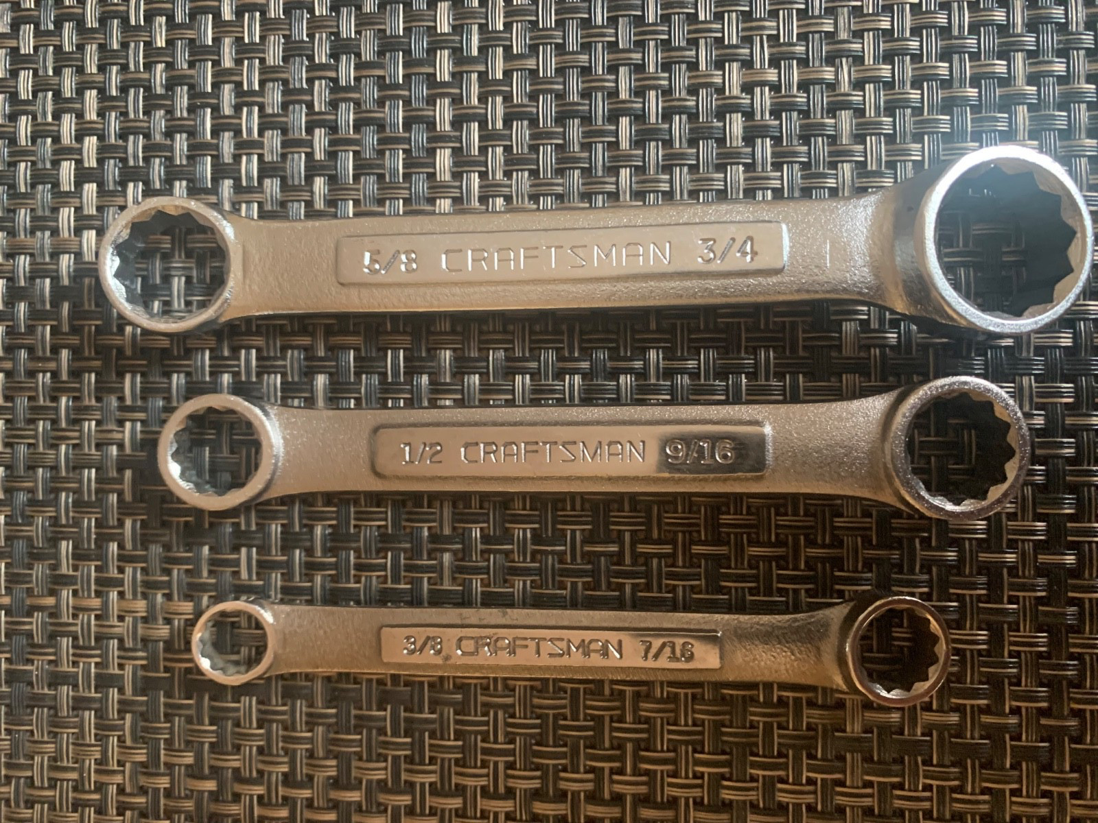 Craftsman USA SAE 12 Point Stubby Short Double Box End Wrench 3 Piece Set Vtg