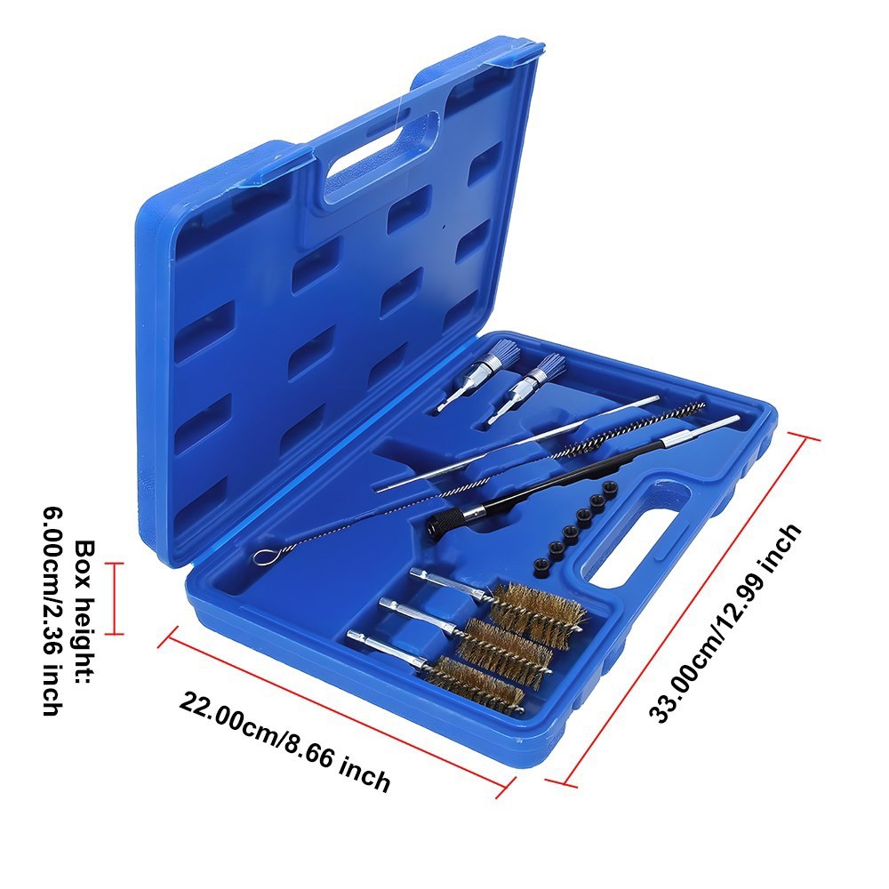 14Pcs/Set Diesel Injector Seat Cleaning Brush Tool Engine Injectors Cleaner Kit