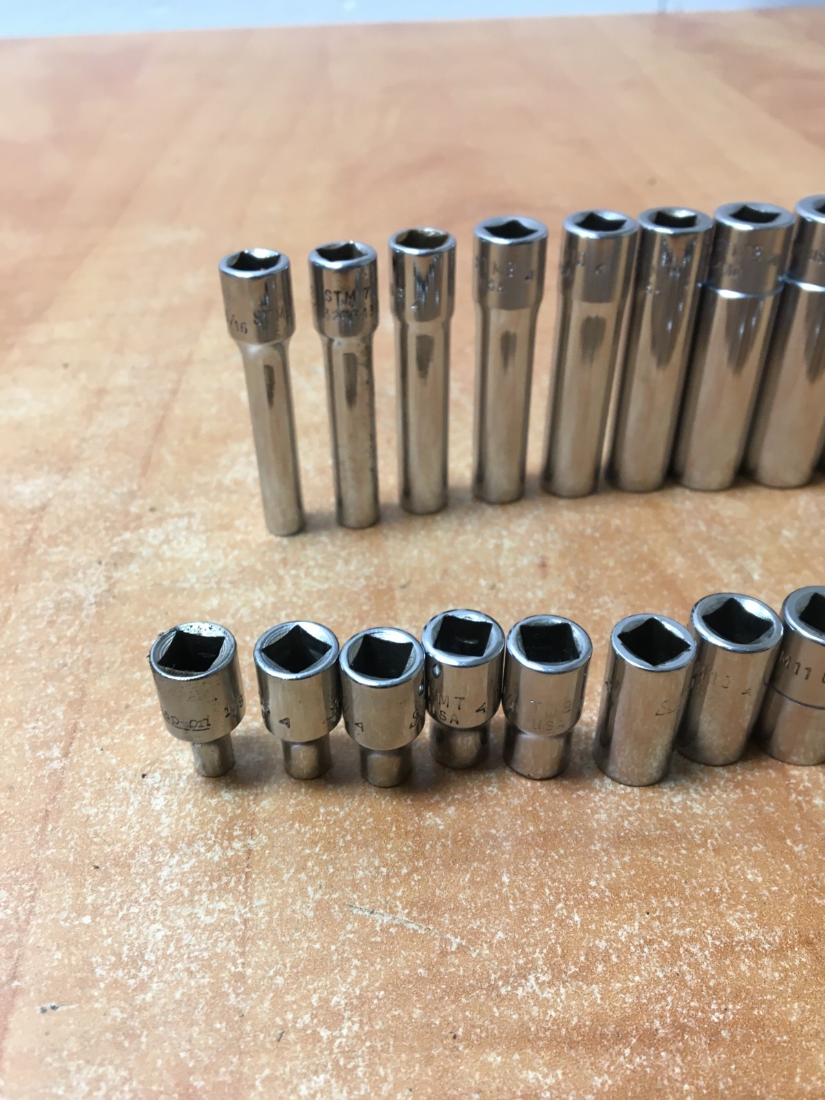 Snap-On 1/4″ Dr TM6-18 SAE 6pt Shallow STM4-18 SAE 6pt Deep 22 pc set