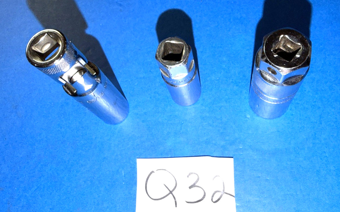 SNAP-ON TOOLS 3 PIECE 3/8 DRIVE SPARK PLUG SOCKETS 1 NEW 2 USED