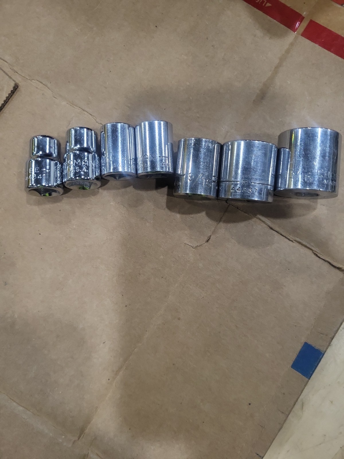 Craftsman 3/8″ Drive Socket lot of 7, Size 1/4,5/16, 7/16, 1/2, 9/16, 3/4,13/16