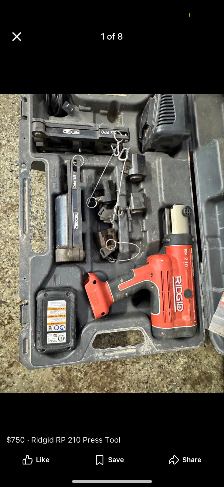 ridgid frame press jaws, 1/2” and 1 5/8” used in good working shape