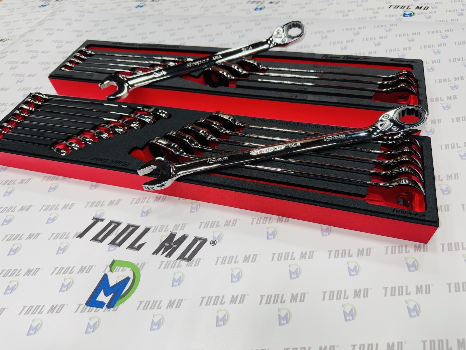 Snap-on Tools NEW 23pc Metric & SAE Reversible Ratcheting Combo Wrench Foam Set