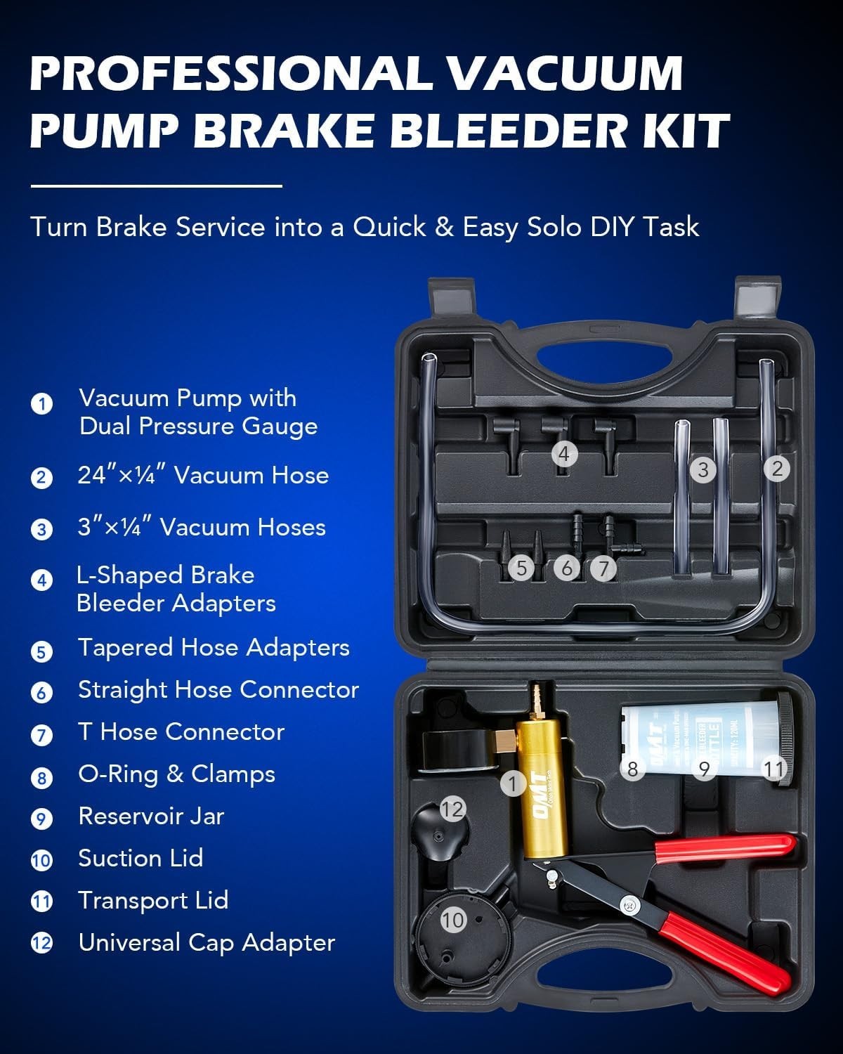 Efficient Brake Bleeder and Hand Vacuum Pump Kit – Perfect for Home Mechanics