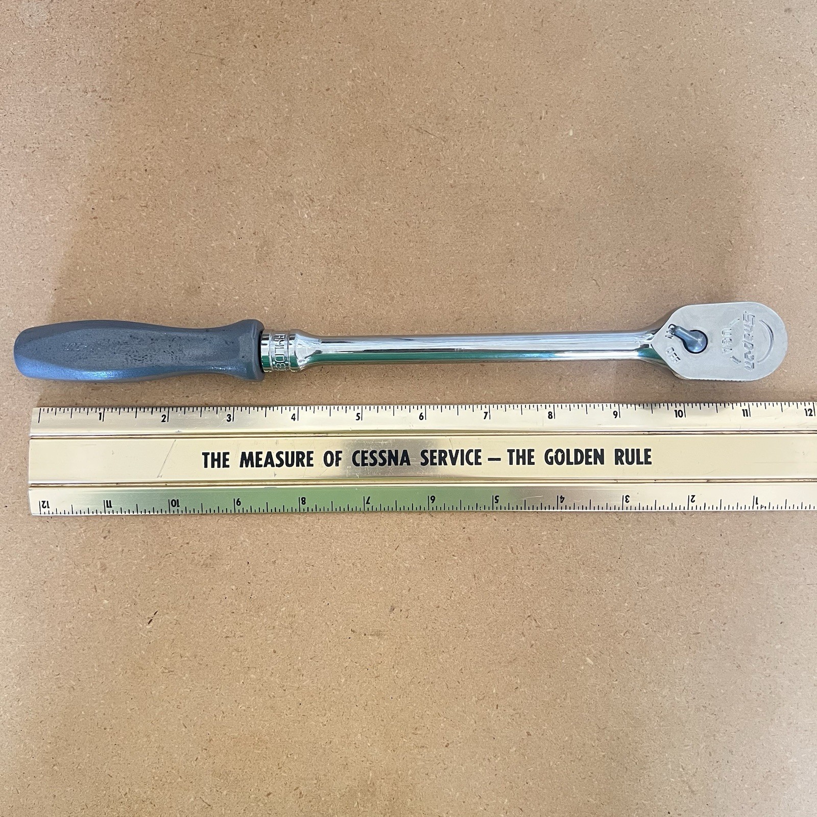 Snap-on Tools USA 3/8″ Drive Gray Hard Handle Long Ratchet FHLD80