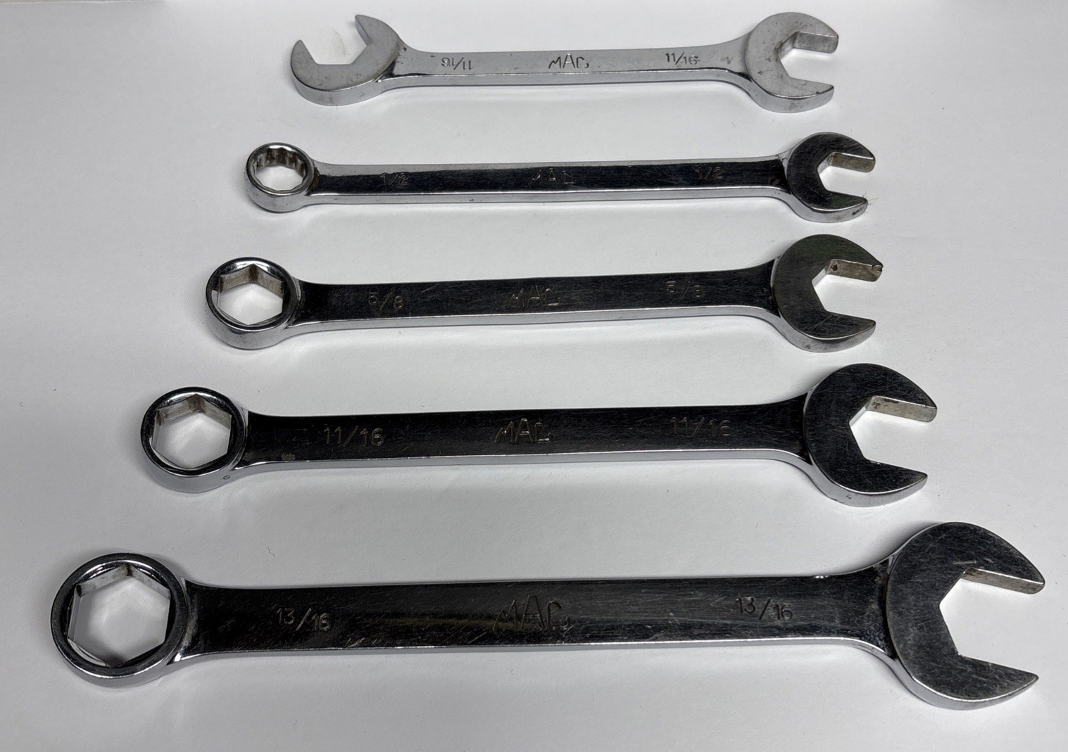 MAC Tools Combination Wrenches CH26, CH22, CH20, CL162 & DA22 USA Lot Of 5