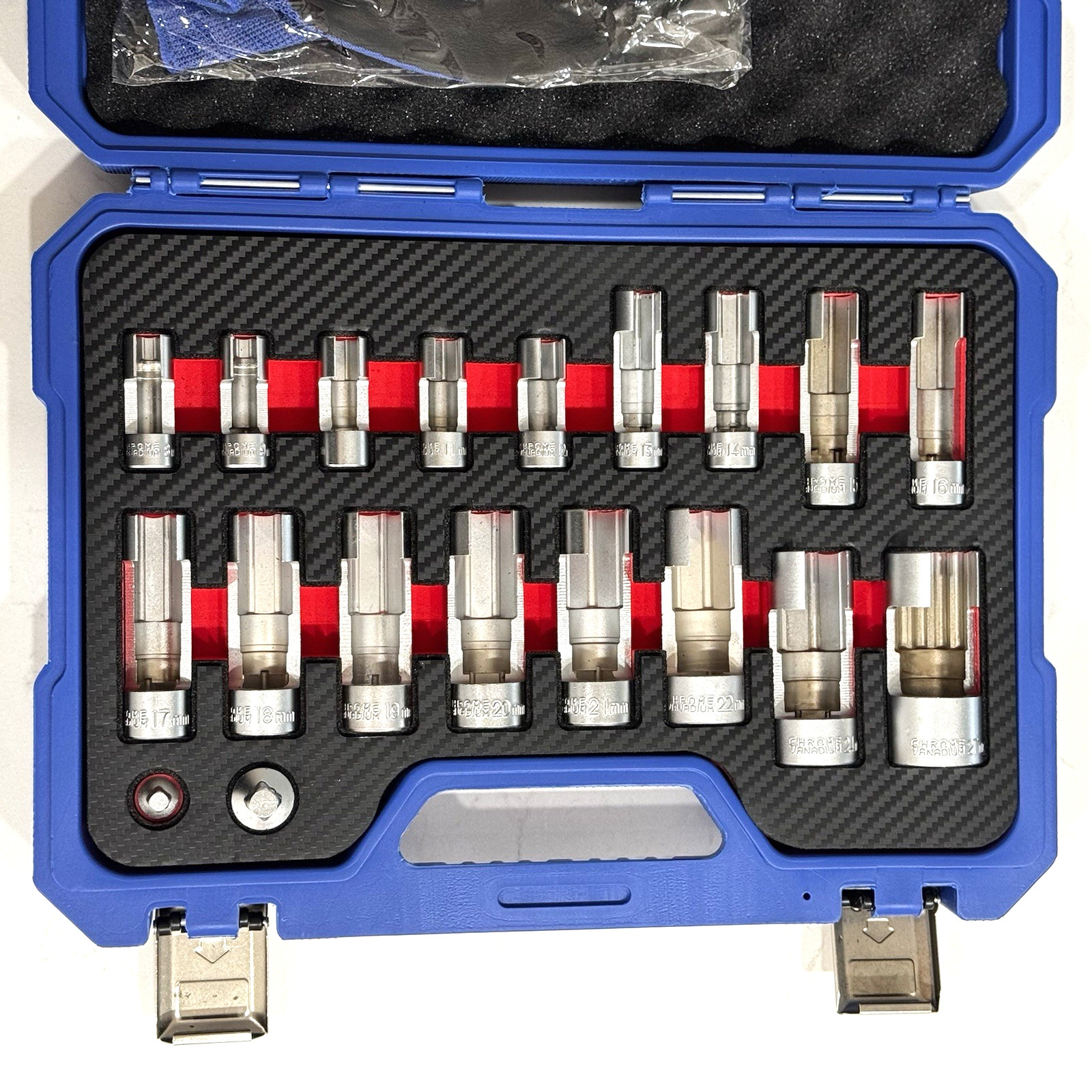 19PCS Diesel Injector Fuel Line Socket Set 8-27mm Flare Nut 3/8″ 1/2″ Drive, Glo