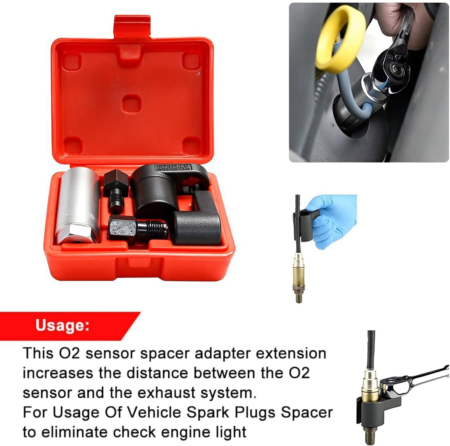 Durable 5PC O2 Sensor Socket Set – Chrome Vanadium Steel for Auto Repairs
