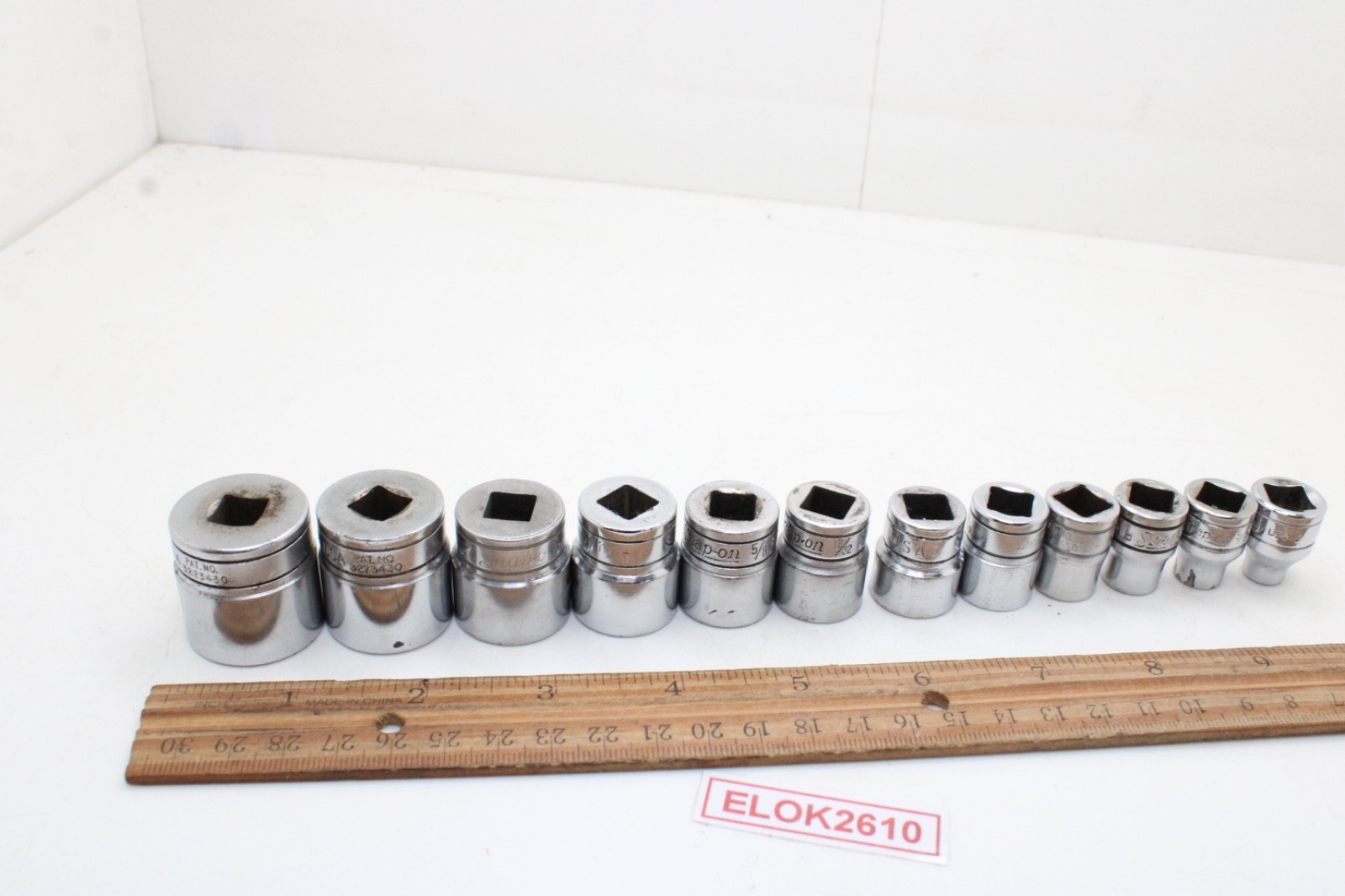 Snap-on F081 – F281 1/4-7/8″ 3/8″ Drive 12 Point 12 Piece SAE Chrome Set USA
