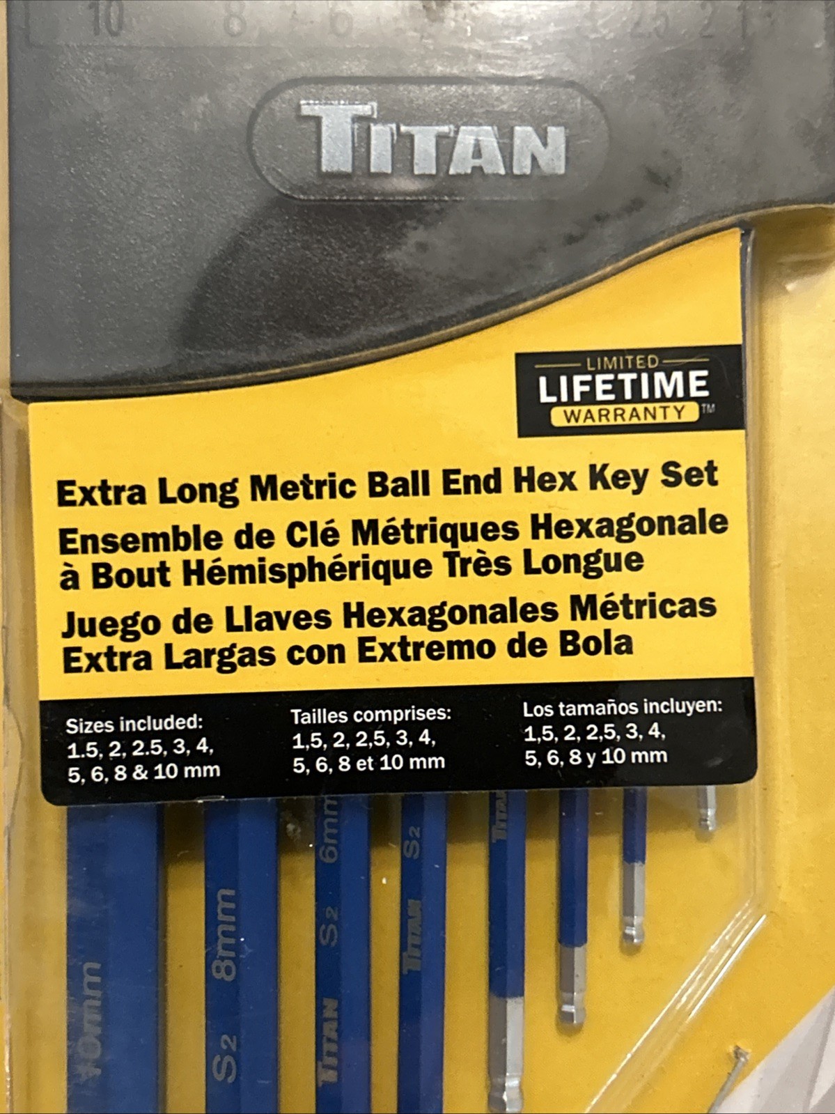 Titan Tools 12714 9 Pc. Extra Long Metric Ball End Hex Key Set
