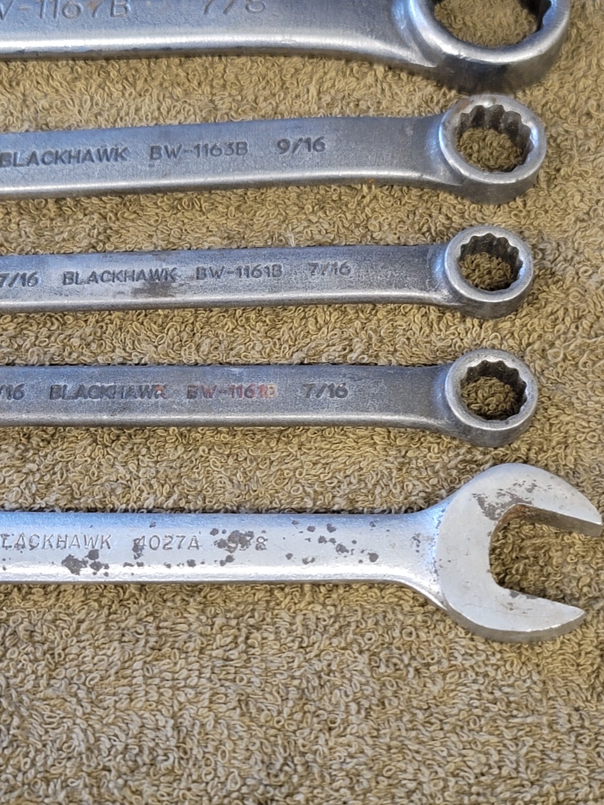 5 Blackhawk Combination Open End Wrench Sae 7/8 11/16 5/8 9/16 7/16″ Black BW