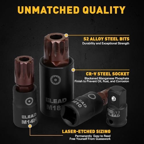 13-Piece Triple Square Spline Bit Socket Set – Premium S2 Steel, M4-M18, 1/4″, 3
