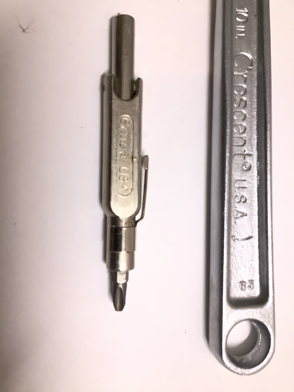 Vintage Crestoloy wrench USA & 7-1 Multi folding pocket screwdriver crescent
