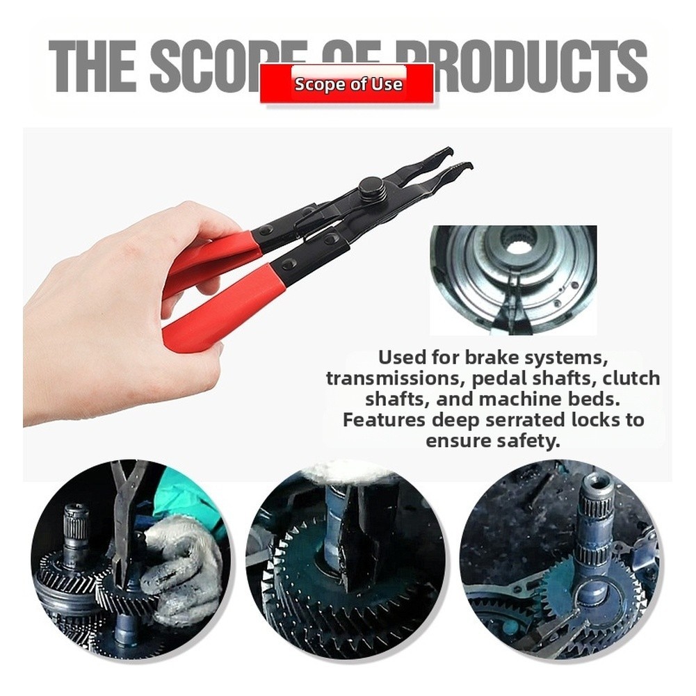 Flat Head Circlip Pliers With Textured Jaw And 21mm Capacity For Snap Ring Work