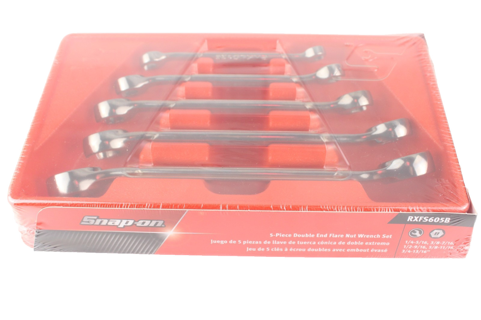 SEALED Snap-on Tools USA SAE Double Flare Nut 6 Point Line Wrench Set 5 RXFS605B