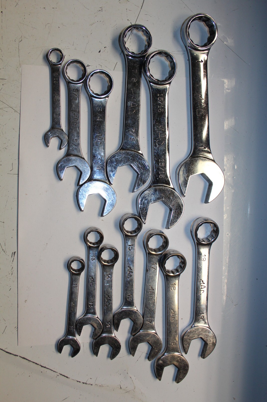 MAC TOOLS SAE & METRIC Stubby Combination Wrench LOT 13pcs USA